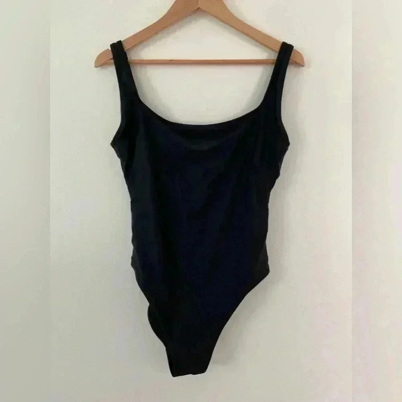 Madewell Second Wave Square Neck Tank One Piece Bathing Swimsuit Black M EUC - Picture 2 of 5